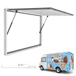 VEVOR - Concession Window 60x36 in Aluminum Alloy Frame Service Window, for Food Truck, Up to 85 Degrees Stand Serving Windows - White