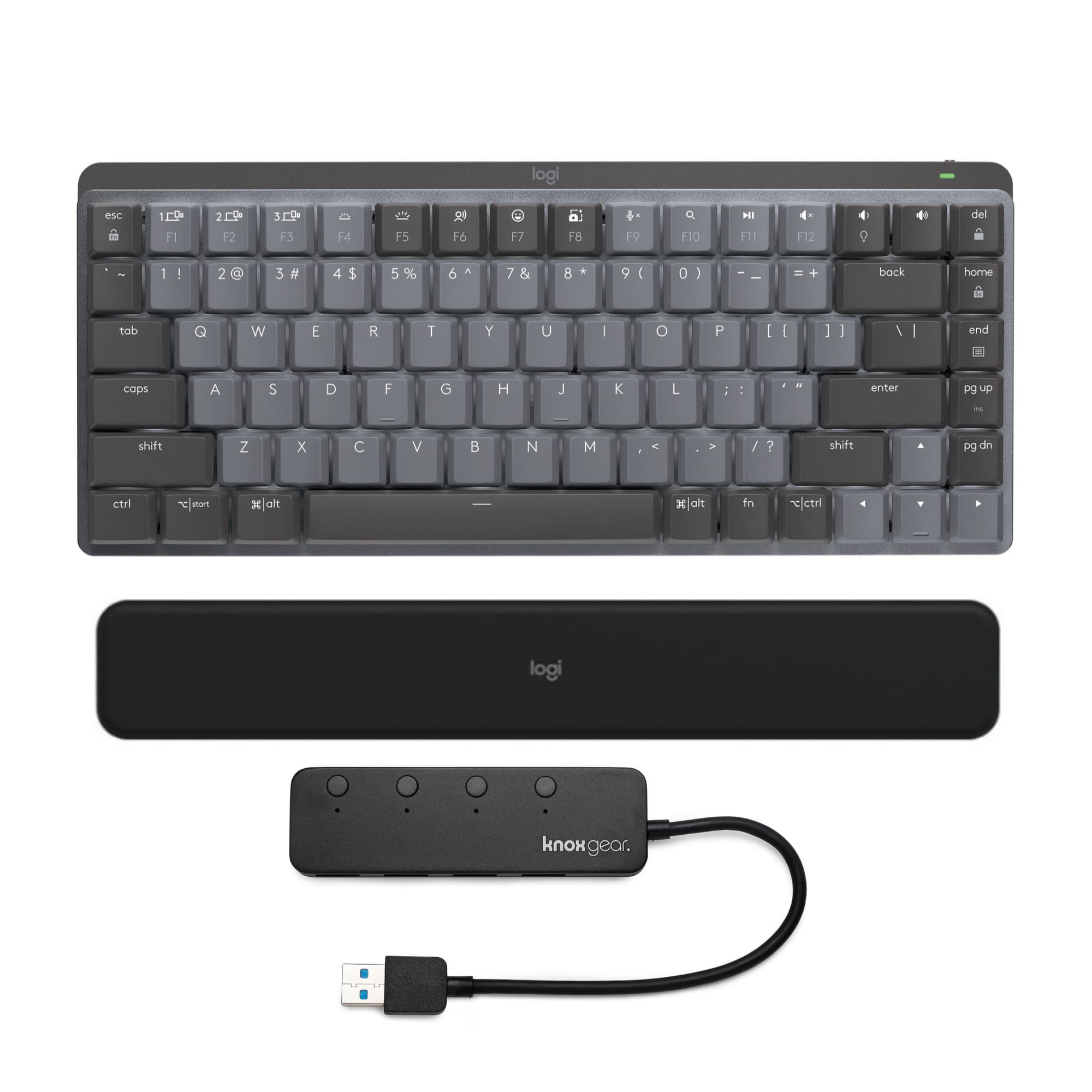 Logitech - MX Mechanical Mini Keyboard (Tactile/ w/Palm Rest and USB Hub - Graphite