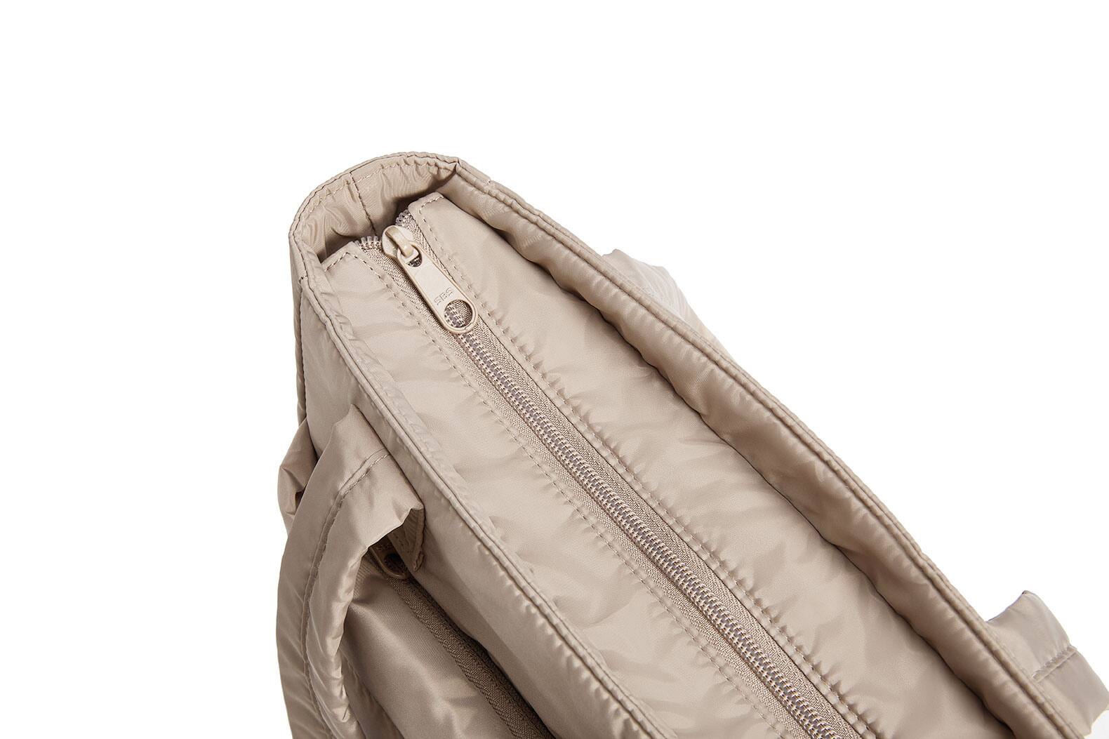 Alt View 4. Bagsmart - Puffer 8.3L Small Tote, Lightweight Water-Resistant Tote with 13.1" Laptop Compartment for Daily Commute - Khaki.