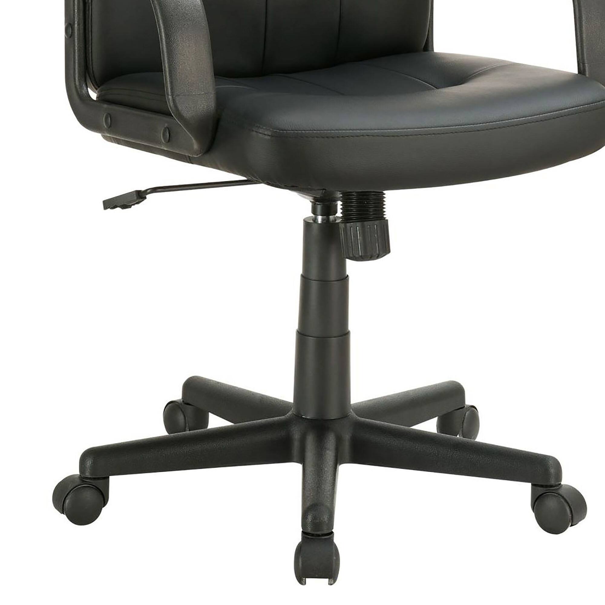 Left. Spaco - Spaco Ergonomic Executive Office Chair, Adjustable Height, Black Leatherette, Sloped Arms, Low Profile, Caster - Black.