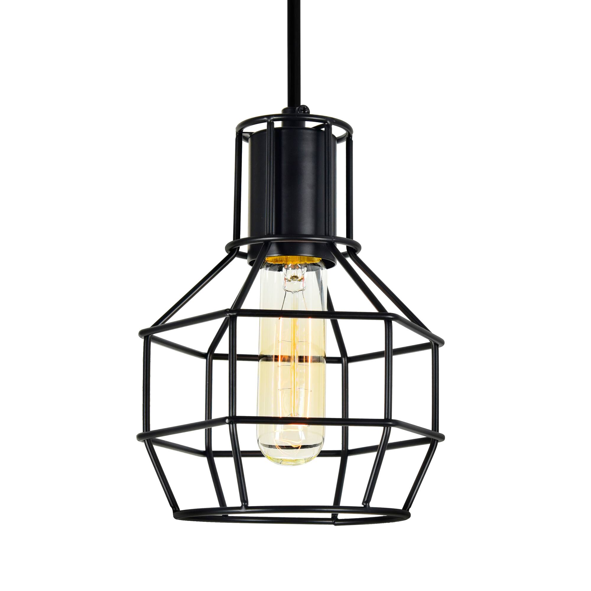 Angle. CWI Lighting - Secure 1 Light Down Mini Pendant With Black Finish - Black.