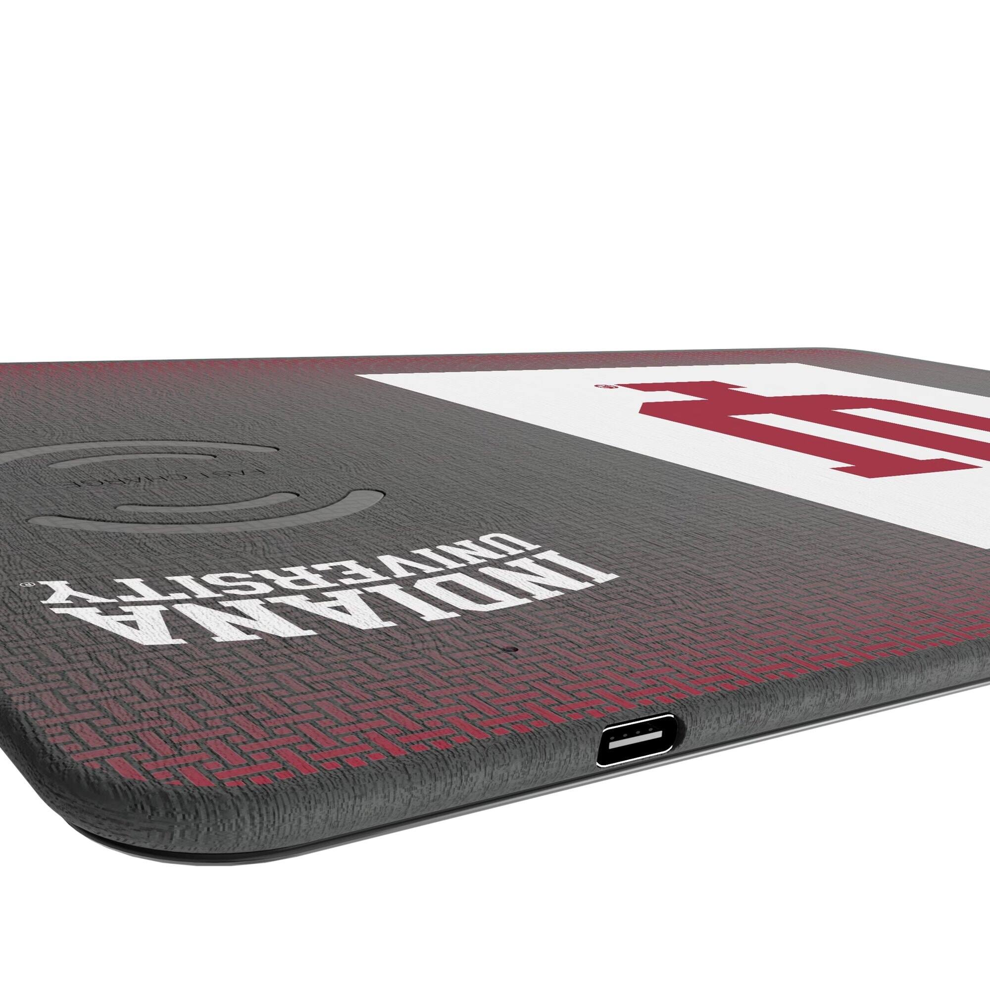 Alt View 2. Keyscaper - Indiana Hoosiers Linen Print Wireless Charger & Mouse Pad - Black.