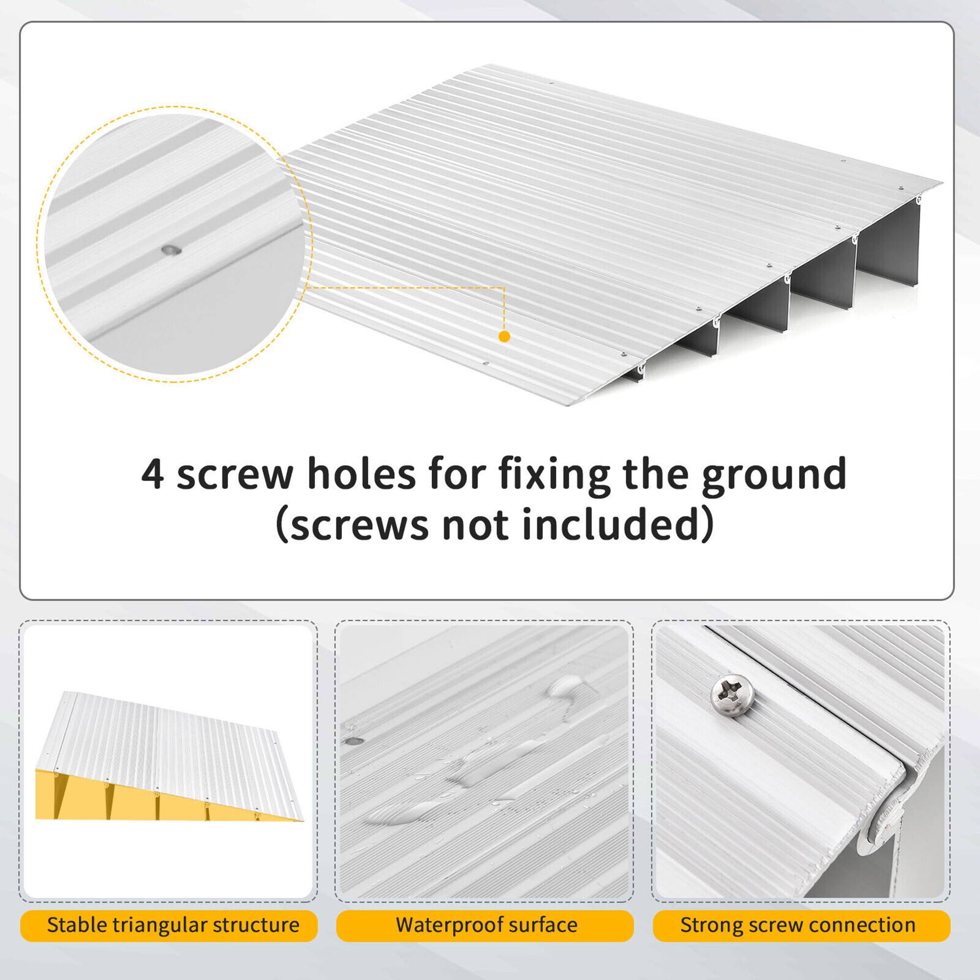 4 screw holes for fixing the ground (screws not included)  
Stable triangular structure  
Waterproof surface  
Strong screw connection