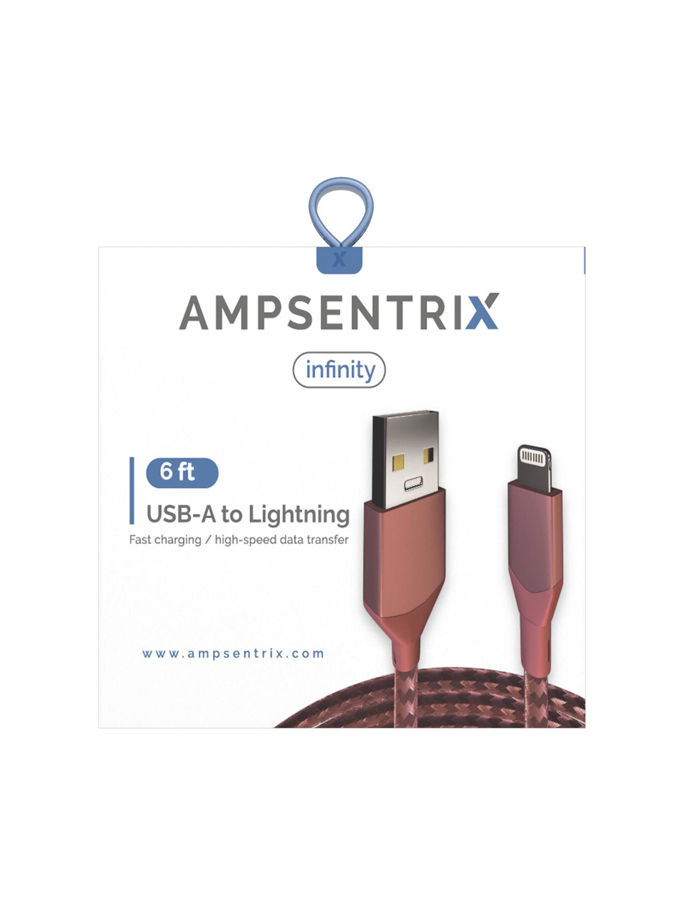AMPSENTRIX infinity  
6 ft USB-A to Lightning  
Fast charging / high-speed data transfer  
www.ampsentrix.com