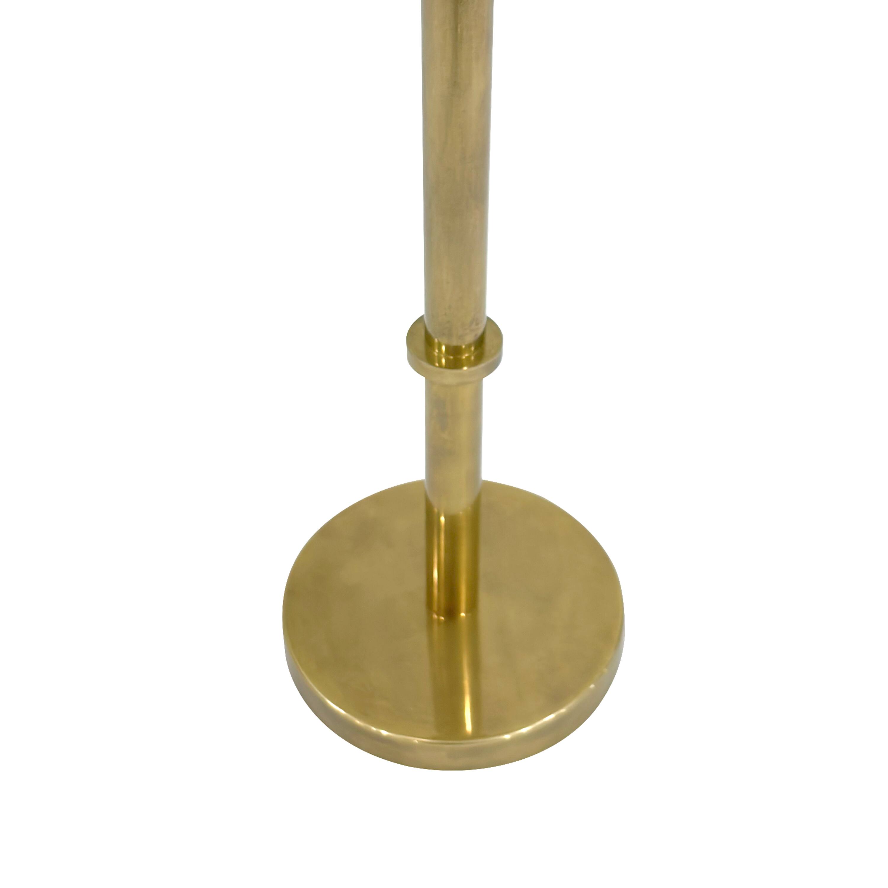 Alt View 5. Manhattan Lane - Ara 12 Inch Side End Table, Vintage Sleek Pillar Base, Round Tray Top - Brass.