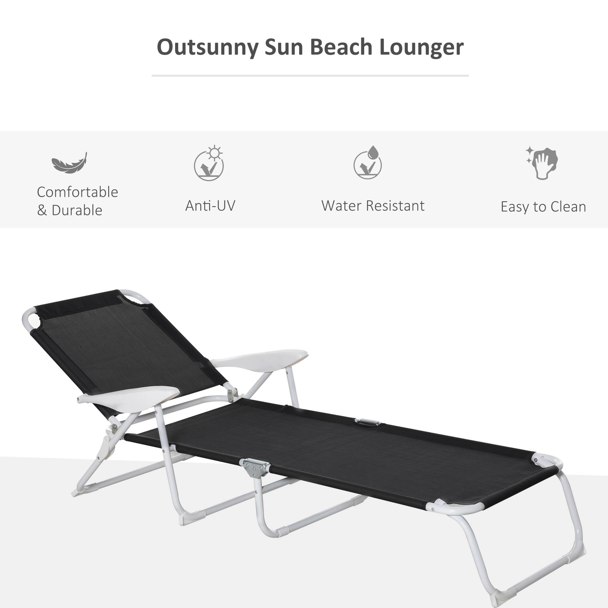 Outsunny Sun Beach Lounger

Comfortable & Durable  
Anti-UV  
Water Resistant  
Easy to Clean