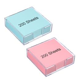 Unique Bargains - 3x3 Inch 2pcs Sticky Note Holder with 200 Sheets Self-Stick Memo Pad Dispenser Office Desk Organizer for Home Office - Pink, Blue
