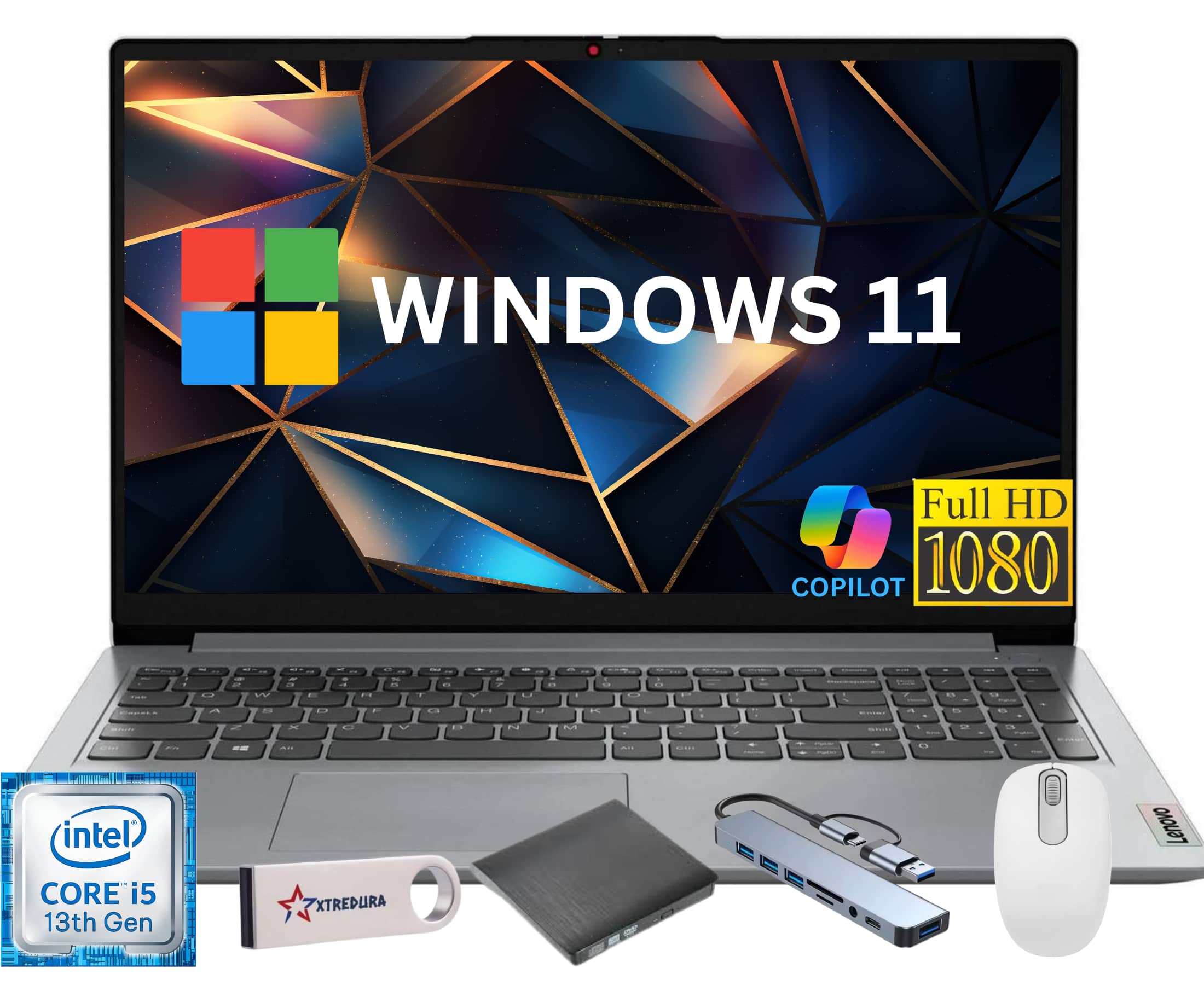 Lenovo - Ideapad 1i 15.6" Full HD Laptop, Intel Core i5 13th i5-1335U, 8GB RAM, 256GB SSD,Windows 11 Home/HUB - Gray