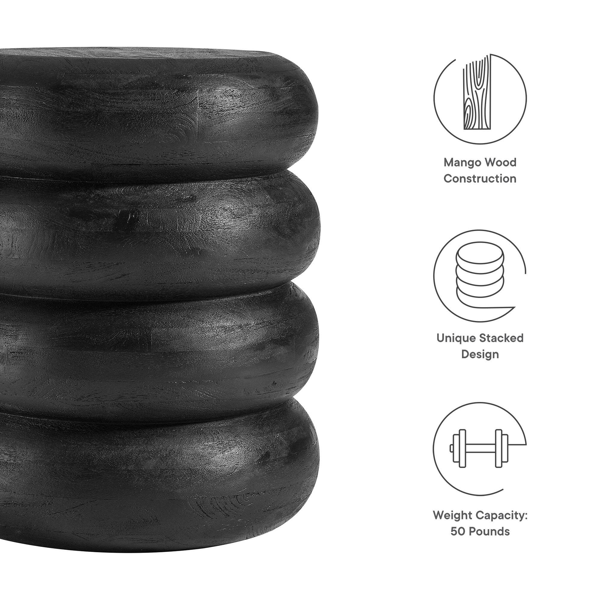 Mango Wood Construction  
Unique Stacked Design  
Weight Capacity: 50 Pounds
