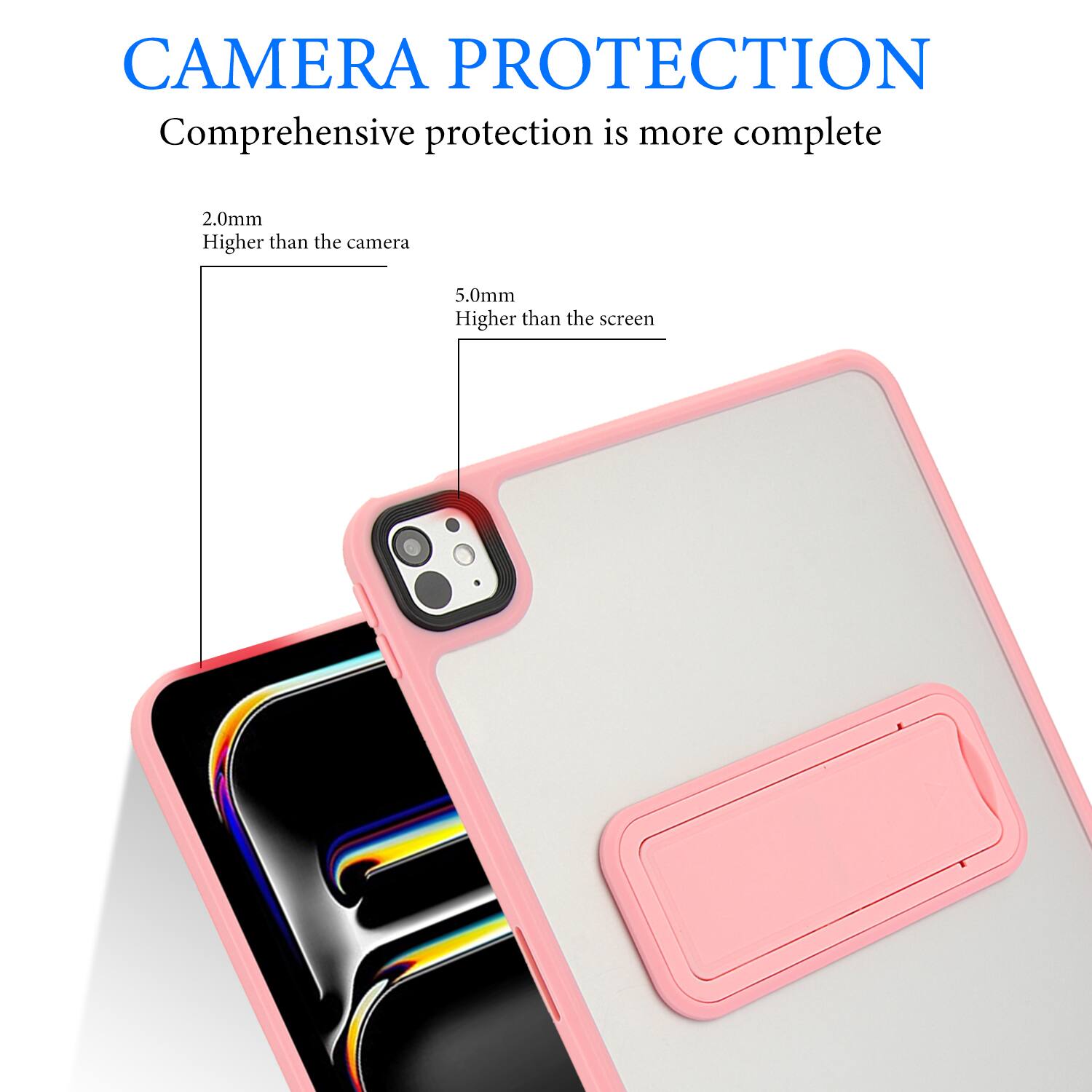 CAMERA PROTECTION  
Comprehensive protection is more complete

2.0mm  
Higher than the camera

5.0mm  
Higher than the screen