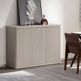 GARVEE - Buffet Cabinet with Storage Accent Sideboard with 3 Doors, Modern 48in Wide Credenza, Fluted Buffet Table - Natural