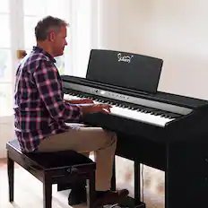 Front. Winado - Digital Piano 88-Key Weighted Action Electric Piano with 3-Pedal Unit, Double Bluetooth, Split/Touch/Transpose Control.