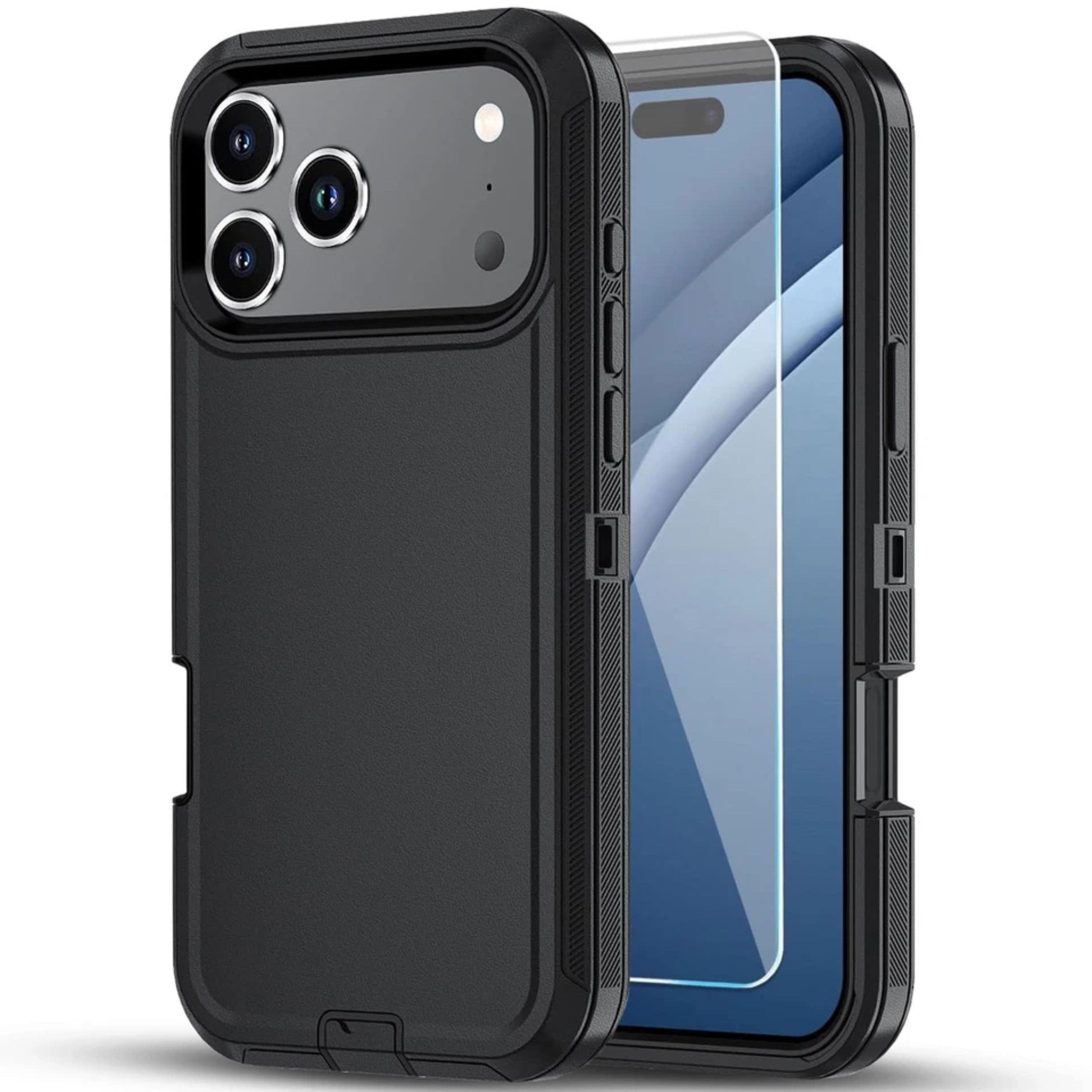 Kitcheniva - Shockproof Bumper Case Plus Tempered Glass For iPhone 17 Pro Max - Black
