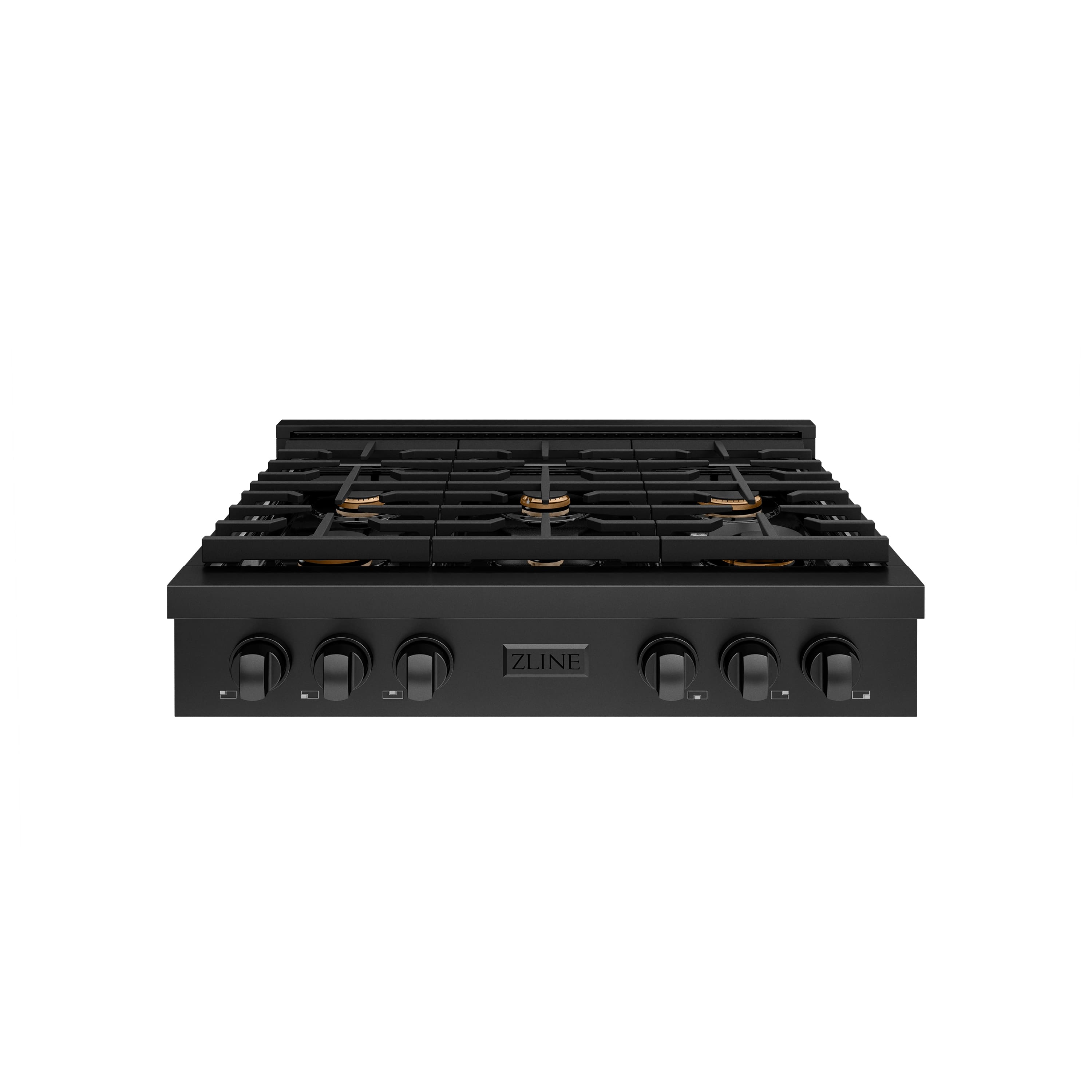ZLINE - 36 in. Paramount Gas Rangetop with 6 Brass Burners (SRTB-BR-36) - Black Stainless Steel - Front_Zoom