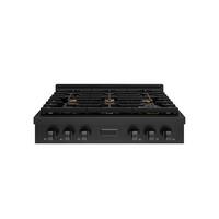 ZLINE - 36 in. Paramount Gas Rangetop with 6 Brass Burners (SRTB-BR-36) - Black Stainless Steel - Front_Zoom