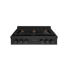 ZLINE - 36 in. Paramount Gas Rangetop with 6 Brass Burners (SRTB-BR-36) - Black Stainless Steel