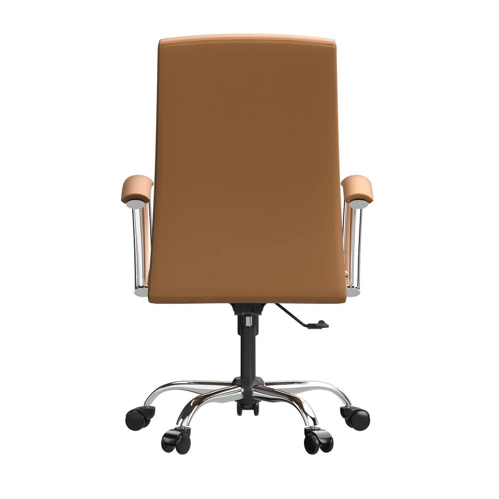 Alt View 5. LeisureMod - Evander Adjustable High-Back Office Chair Upholstered Leather Seat with Swivel and Tilt Ergonomic Desk Chair - Acorn Brown.