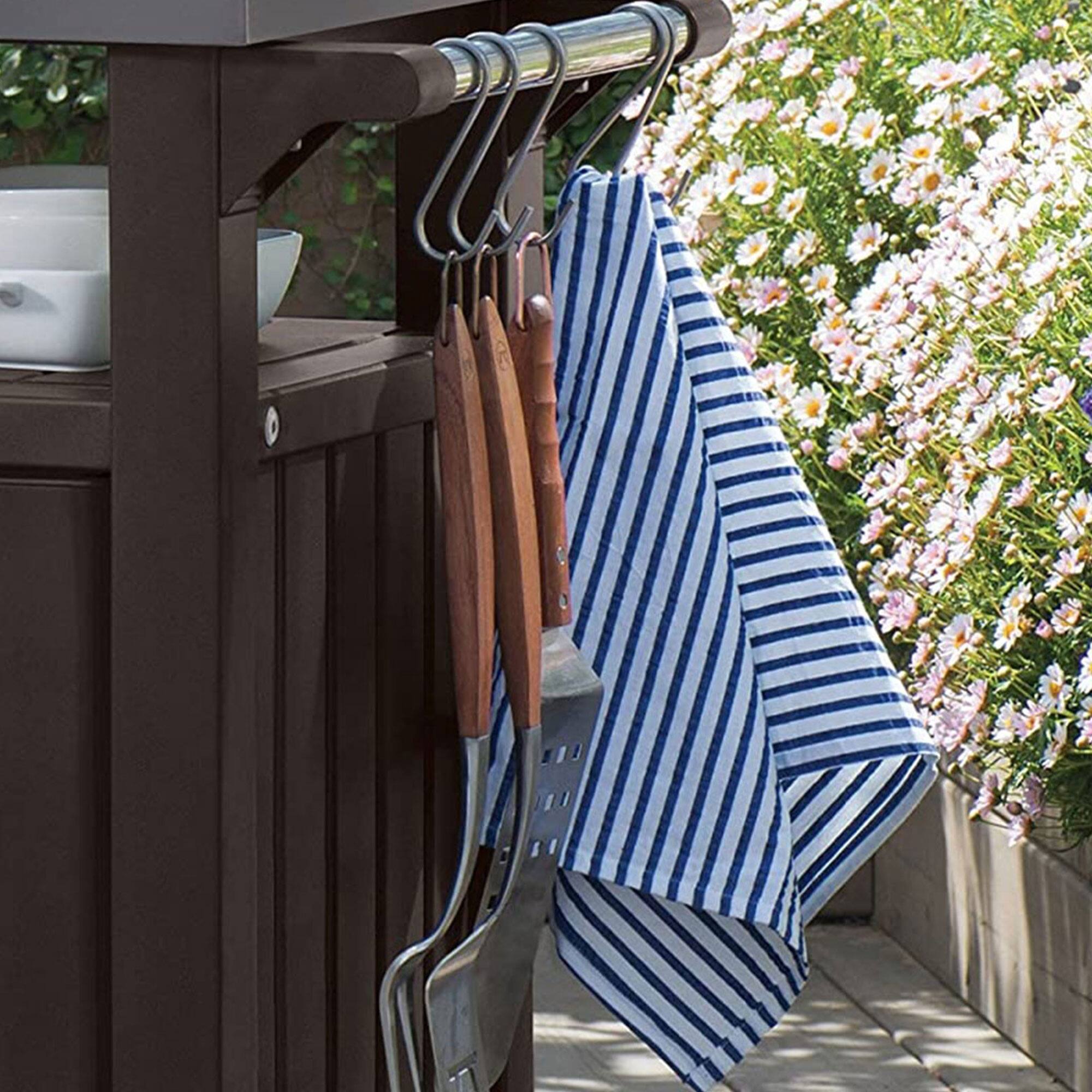 Alt View 6. Keter - Keter Unity 40 Gallon Stainless Steel Top Storage Grilling Bar Cart (Set of 2) - Brown.