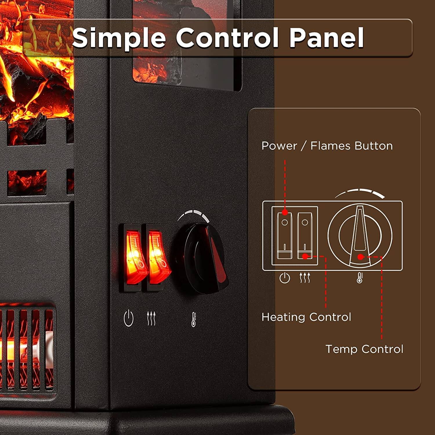 Simple Control Panel

Power / Flames Button

Heating Control

Temp Control
