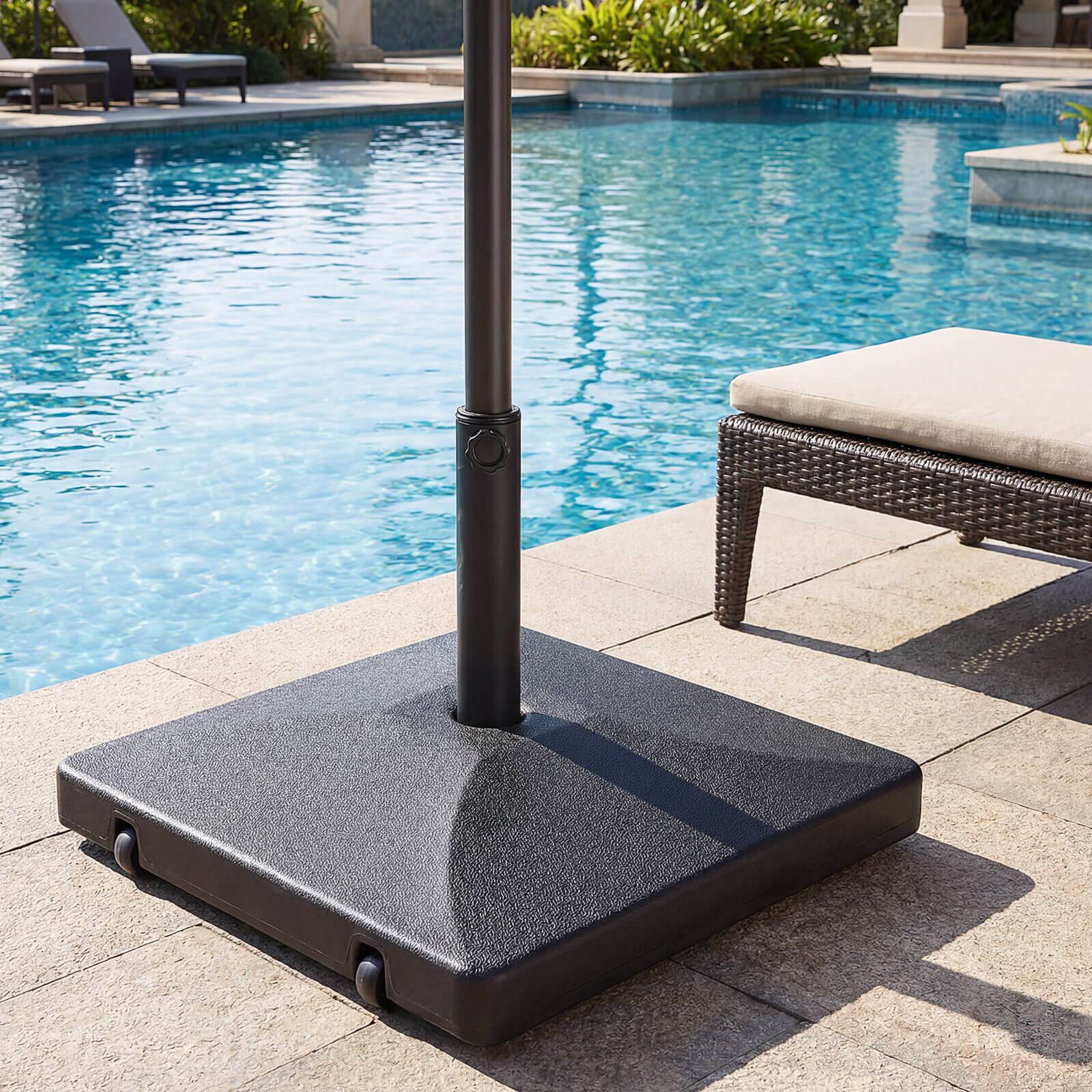 Alt View 1. Costway - Costway Fillable Umbrella Base 90 LBS Heavy Duty with 2 Wheels, Water/Sand Filled - Black.