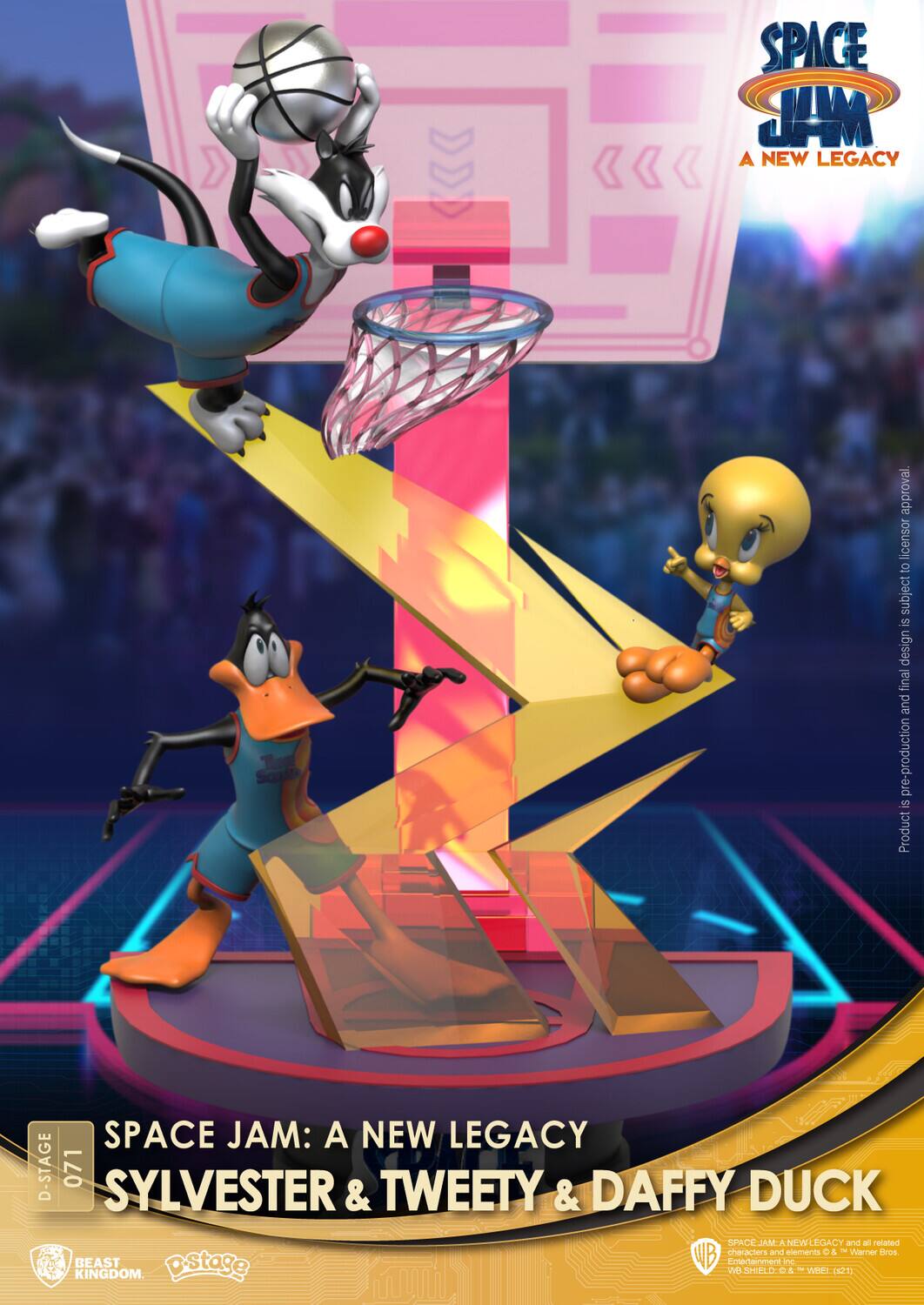 SPACE JAM: A NEW LEGACY
SYLVESTER & TWEETY & DAFFY DUCK

D-STAGE 071
BEAST KINGDOM
© & ™ Warner Bros. Entertainment Inc. All rights reserved. WB SHIELD, © & ™ WBEI 2021
Product is a final design and pre-production is subject to licensor's approval.