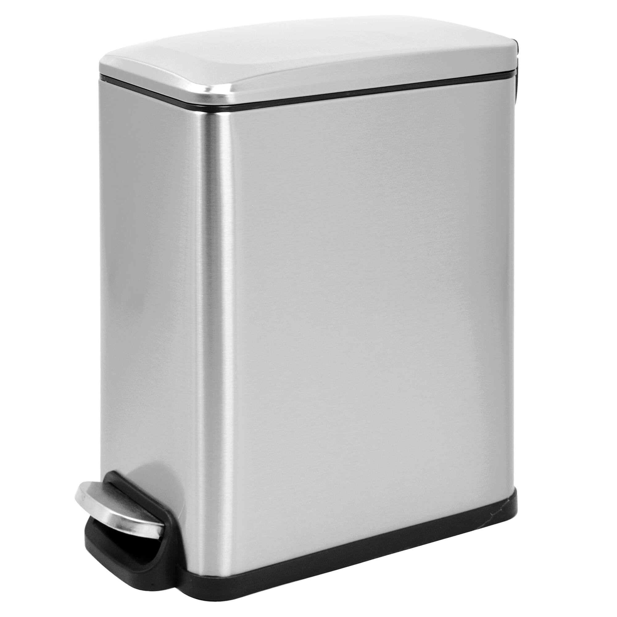 Angle. Innovaze - 2.6 Gal./10 Liter Slim Stainless Steel Step-on Trash Can for Bathroom and Office - Sliver.