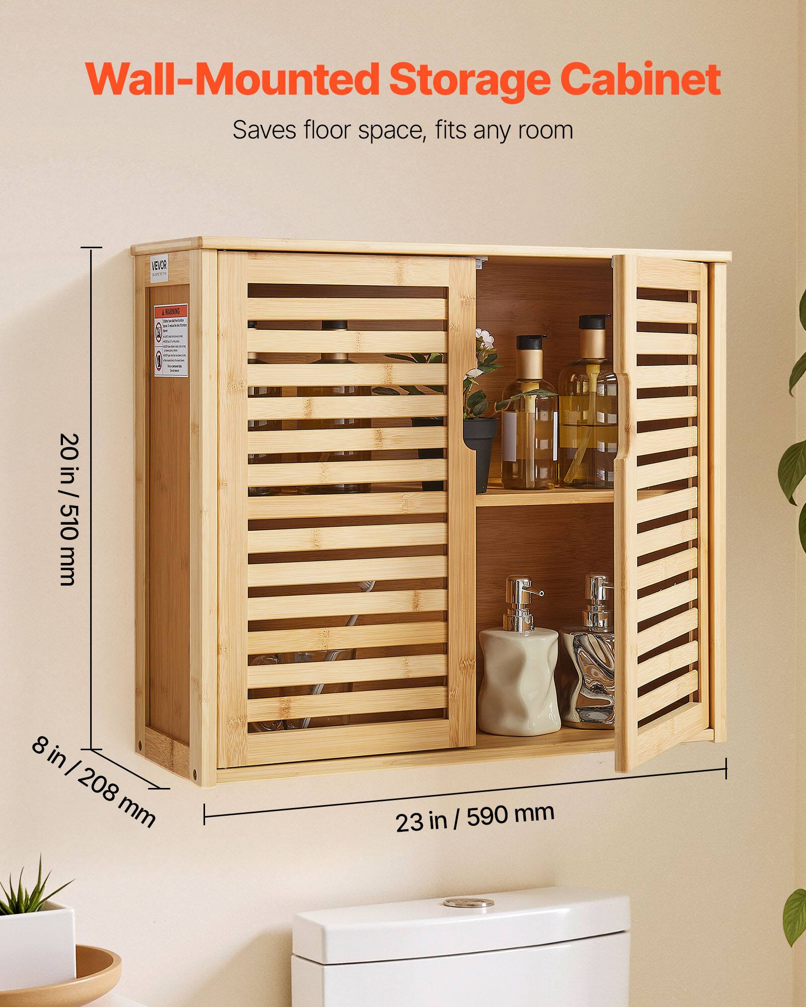 Wall-Mounted Storage Cabinet  
Saves floor space, fits any room  

20 in / 510 mm  
8 in / 208 mm  
23 in / 590 mm