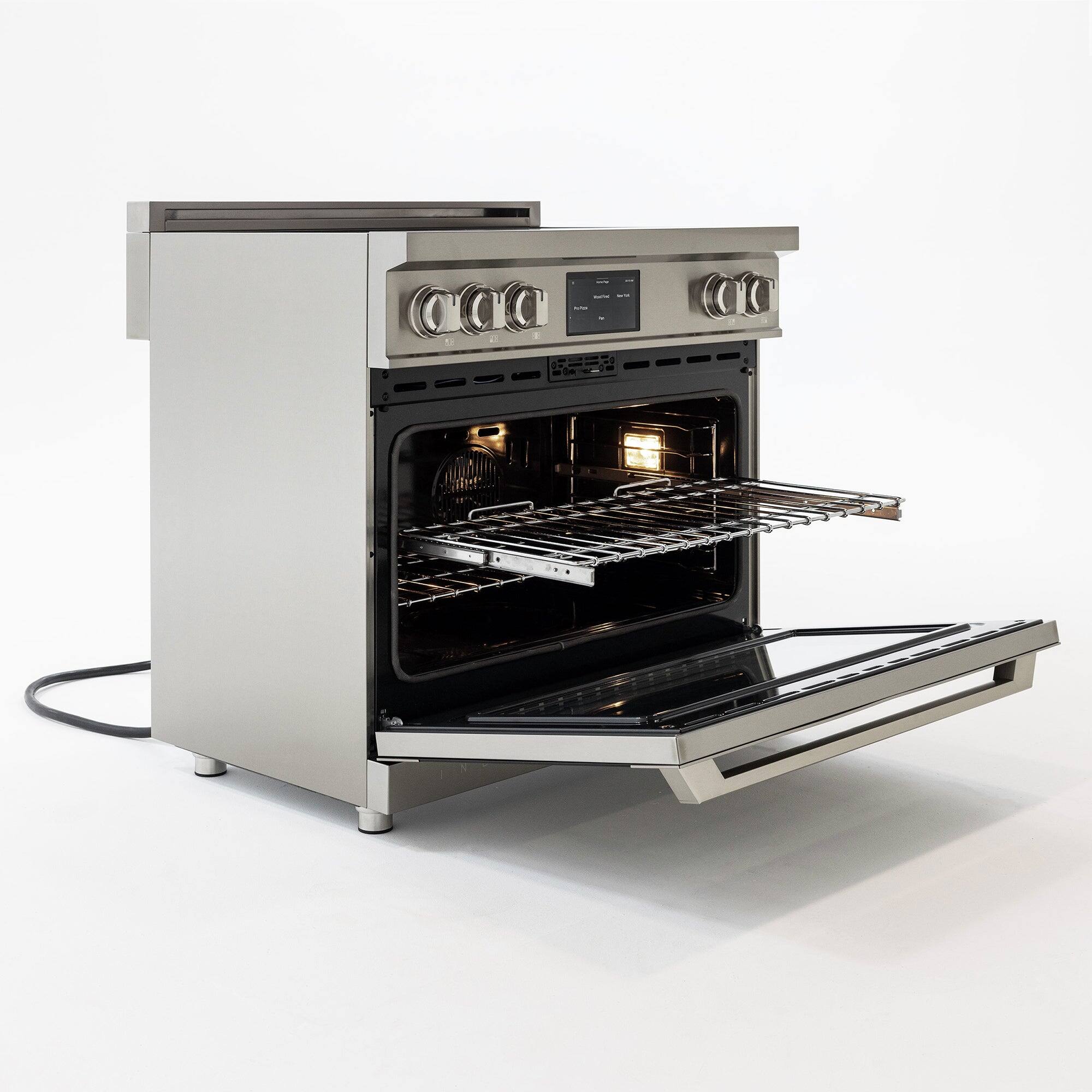 Alt View 5. Induction Hardware - Professional 36 Inch Induction Range with Convection Oven & Air Fry, 5 Burner Electric Stove, Pizza Stone - Stainless Steel.