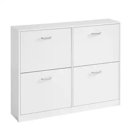 Front. Songmics Home - Shoe Cabinet with 4 Flip Doors, Storage Cabinet for 16-28 Pairs of Shoes, Adjustable Dividers, for Entryway - Snow White.