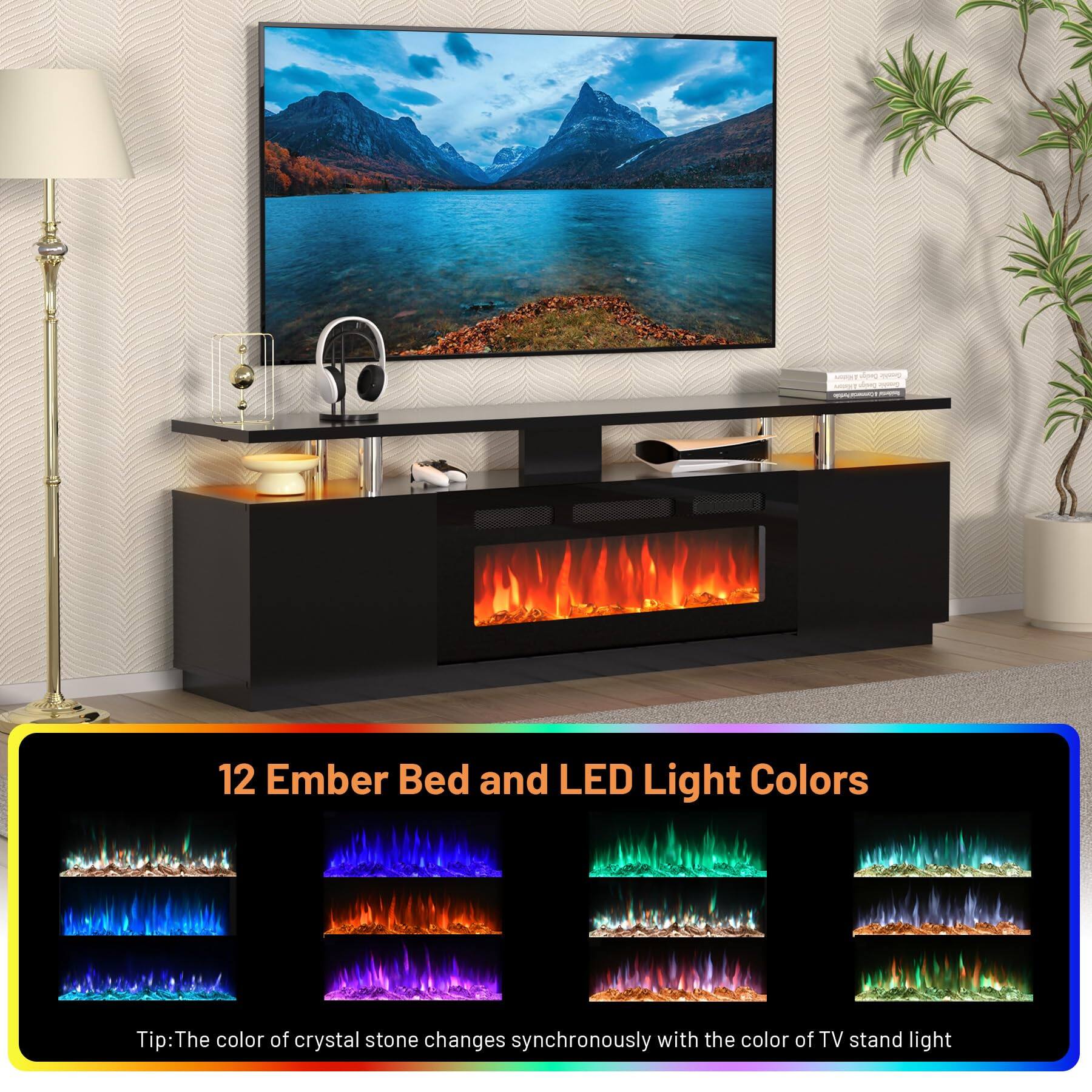 12 Ember Bed and LED Light Colors

Tip: The color of crystal stone changes synchronously with the color of TV stand light