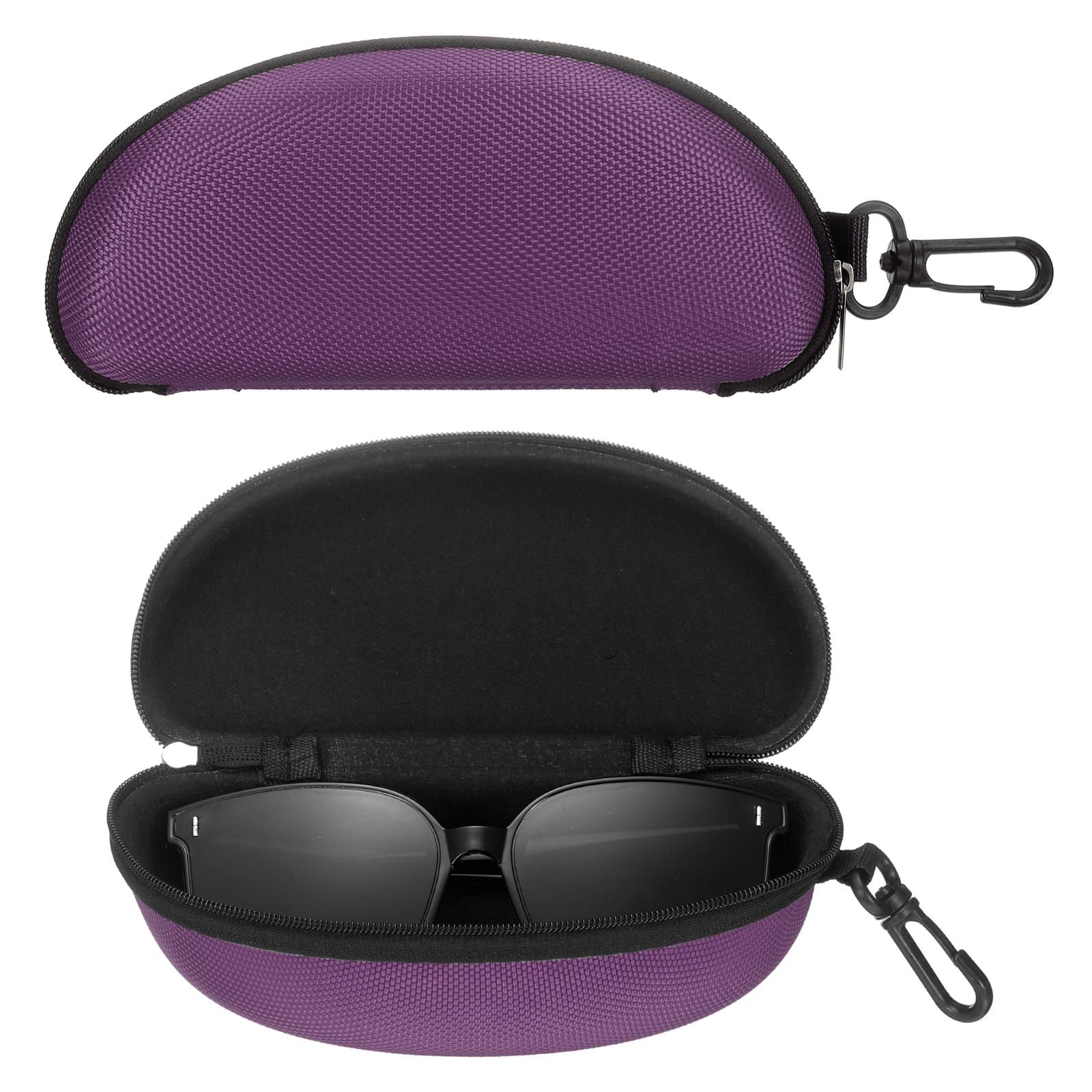 Unique Bargains - 2pcs Sunglasses Soft Case Hard Shell Zipper Holder with Metal Hook for Travel Sport - Purple price history on PriceWatchPro