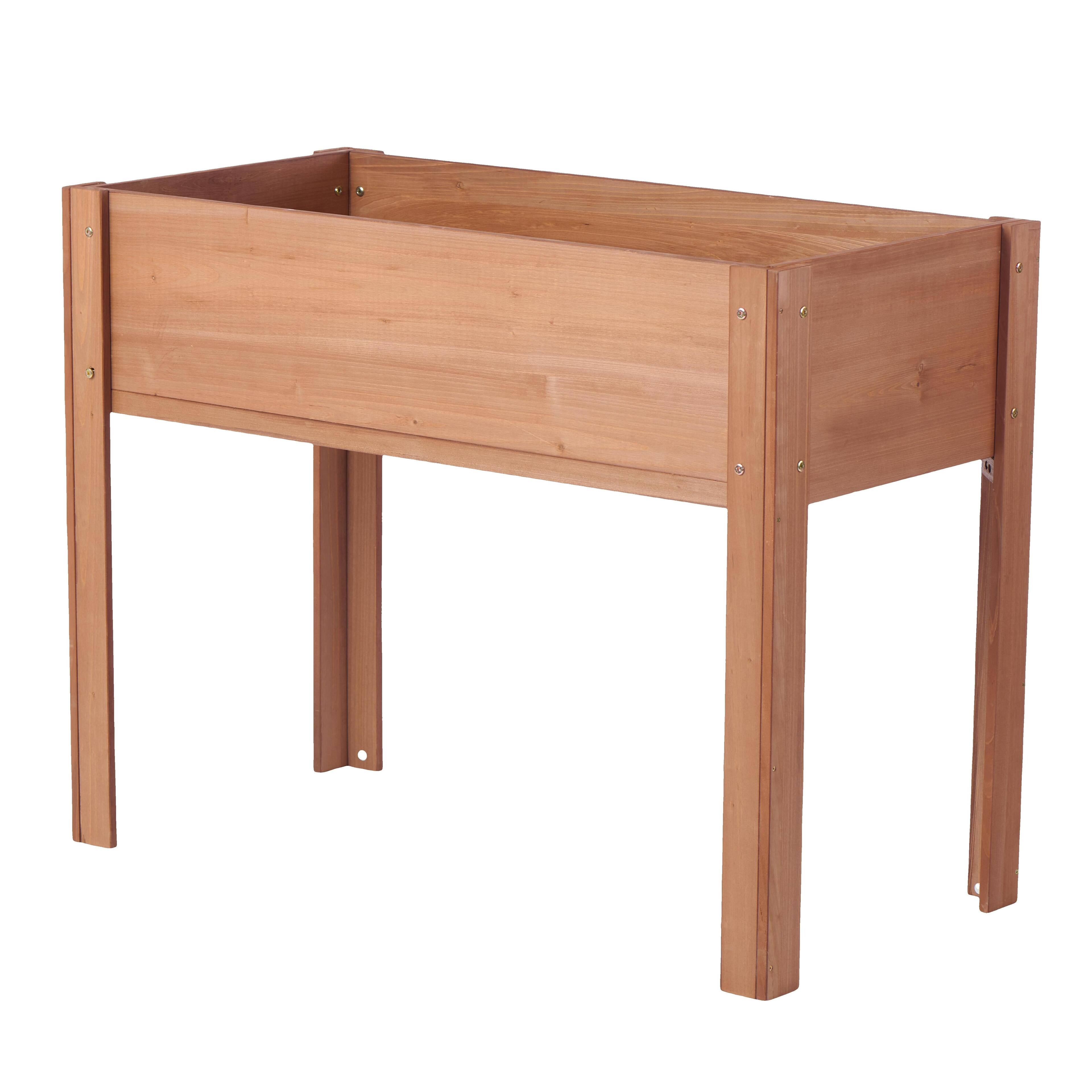 Alt View 8. PAIHOME - Natural Solid Wood Raised Garden Bed with Legs, Elevated Planter Box for Outdoor Plants Fruits Vegetables - 40x20x31 Inch - Brown.