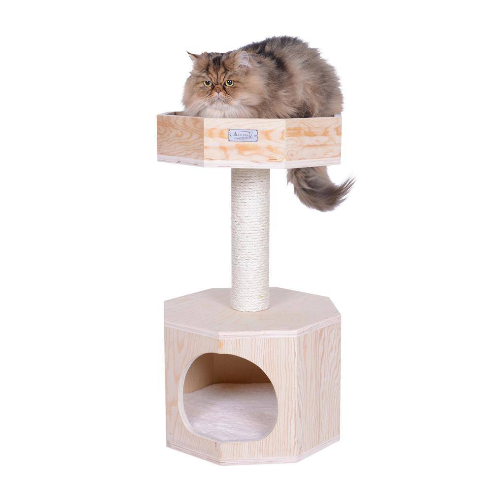 Alt View 3. Armarkat - Premium Scots Pine 29Inch Real Wood Cat Tree With Perch And Condo - Beige.