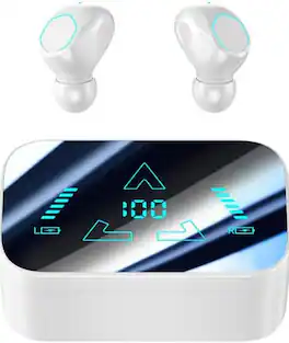 SKRAN - Wireless Bluetooth Earbuds - in Ear Buds Light-Weight Headphones with Wireless Charging Case,for Gym, Commuting, Office - White