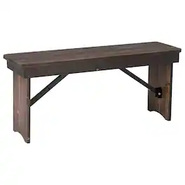 Emma + Oliver - 40" x 12" Antique Rustic Solid Pine Folding Farm Bench - Portable Bench - Mahogany