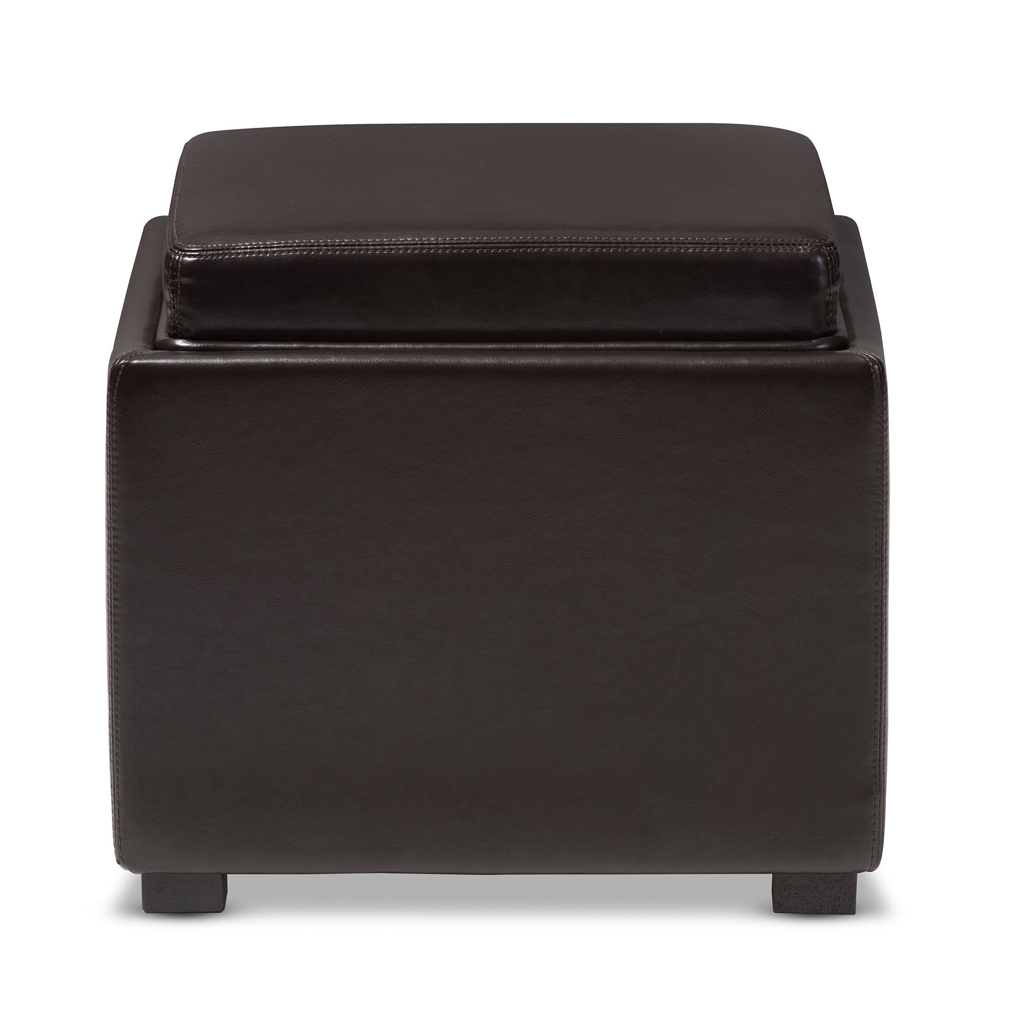 Angle. Baxton Studio - Tate Storage Ottoman - Dark Brown.