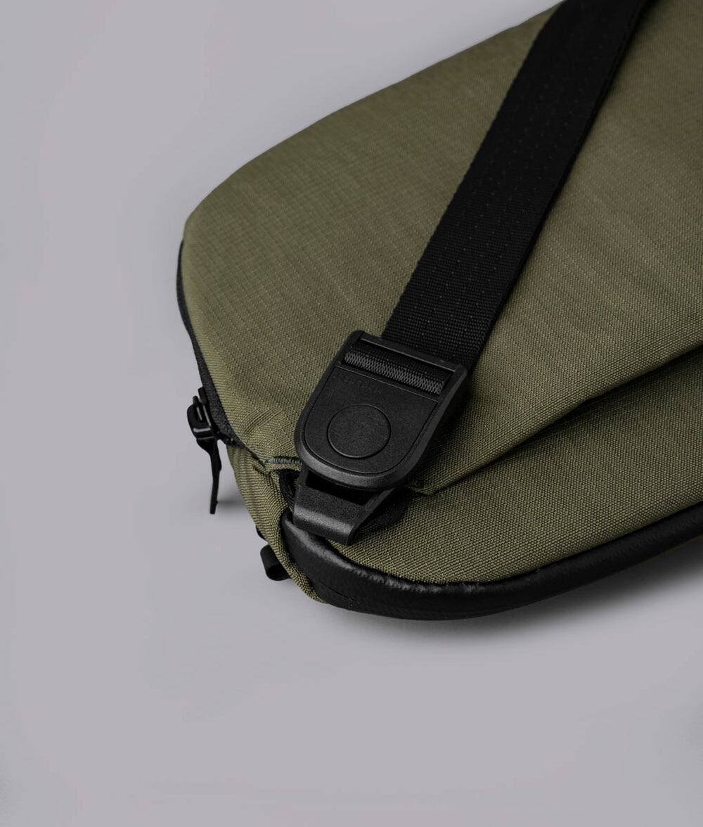 Alt View 4. ALPAKA - Flight Sling Pro 2.5L Sling Bag Crossbody Bag for Men, Bottle/Umbrella Sleeve, Fits 8.3" Tablet, YKK AquaGuard - Green Axoflux 400D Ripstop Nylon.
