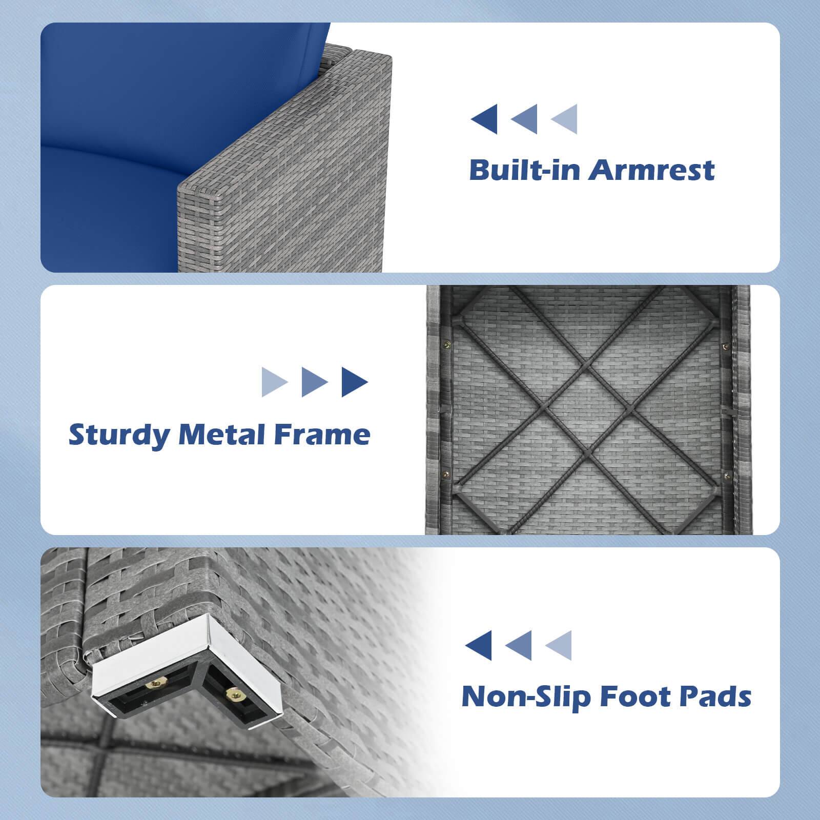 - Built-in Armrest
- Sturdy Metal Frame
- Non-Slip Foot Pads