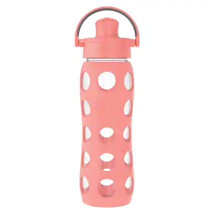 Front. Lifefactory - Lifefactory Lg4321mca4 22-oz. Glass Water Bottle With Active Flip Cap And Protective Silicone Sleeve (cantaloupe) - orange.
