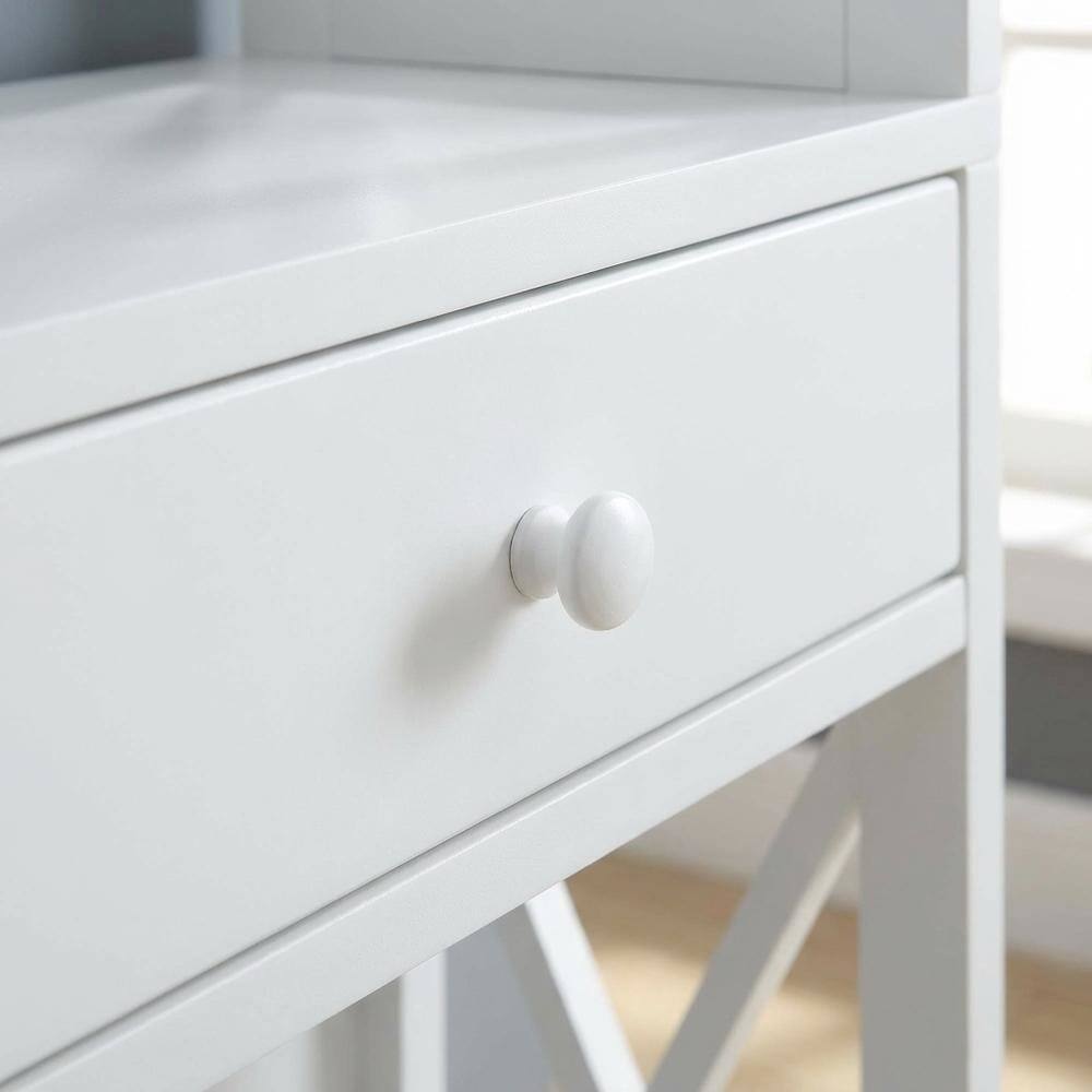 Alt View 3. FurniFact - Wooden 5-Tier Bookcase with Drawer for Storage and Organization - White.