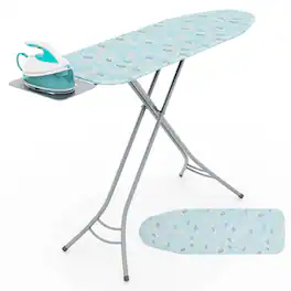 SKONYON - Adjustable Ironing Board with Wide Surface Stable Frame and Multiple Height Settings - Blue