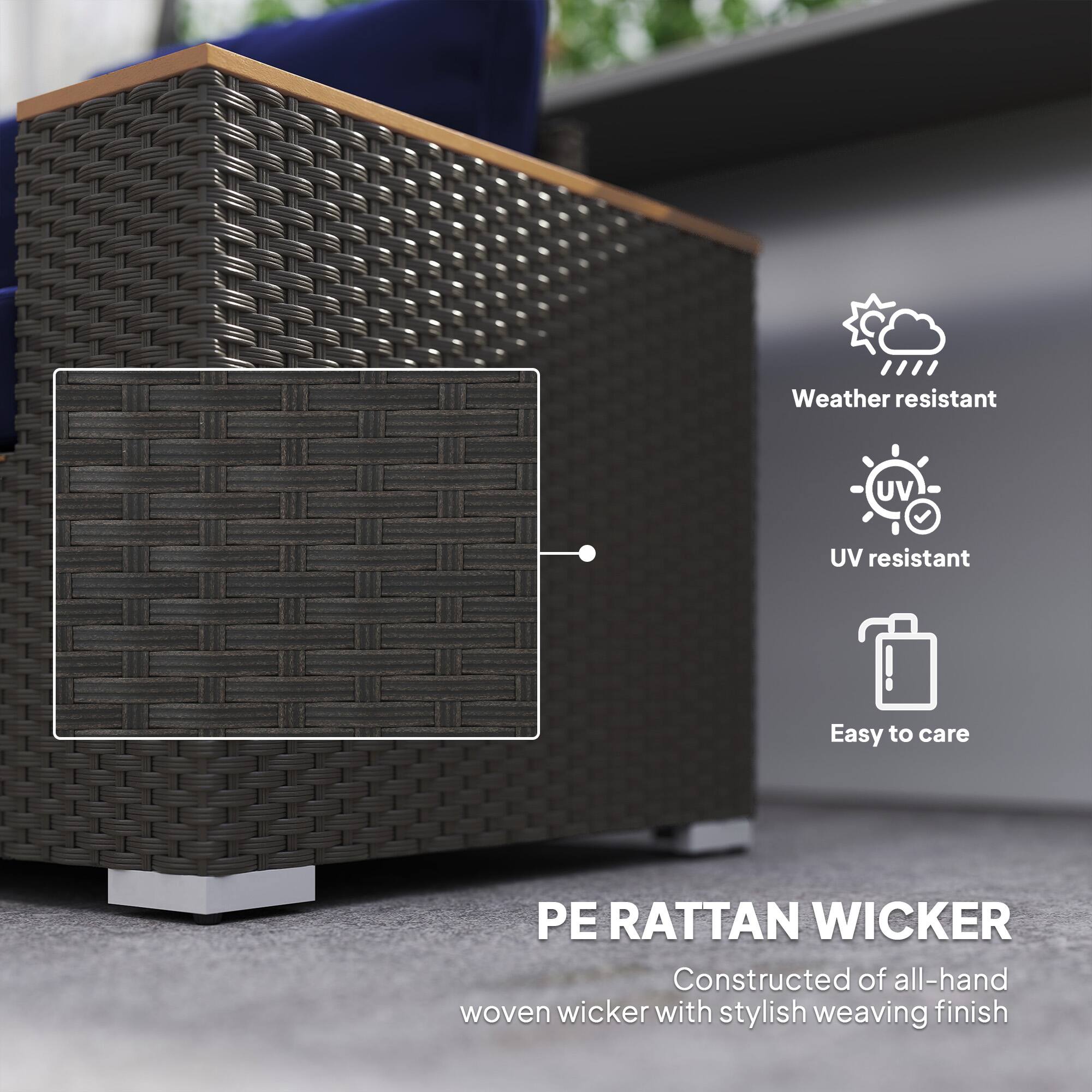 PE RATTAN WICKER, Constructed of all-hand woven wicker with stylish weaving finish, Weather resistant, UV resistant, Easy to care