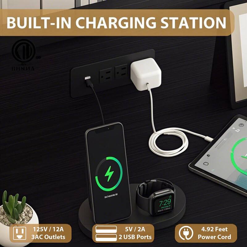 BUILT-IN CHARGING STATION

125V / 12A 3AC Outlets

5V / 2A 2 USB Ports

4.92 Feet Power Cord