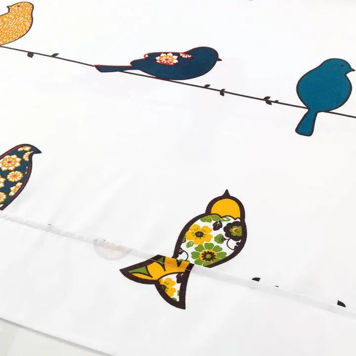 Back. Hivvago - Queen Teal Yellow White Floral Birds on Wire Soft Polyester 6 Piece Sheet Set - Teal, Yellow, White.