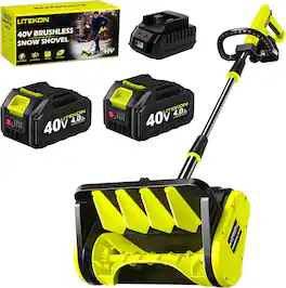 LITEKON - 24V/40V Cordless Snow Blower with 4.0Ah Battery & Charger, 13-Inch Wide Clearing, 16.5ft Snow Throw - Green