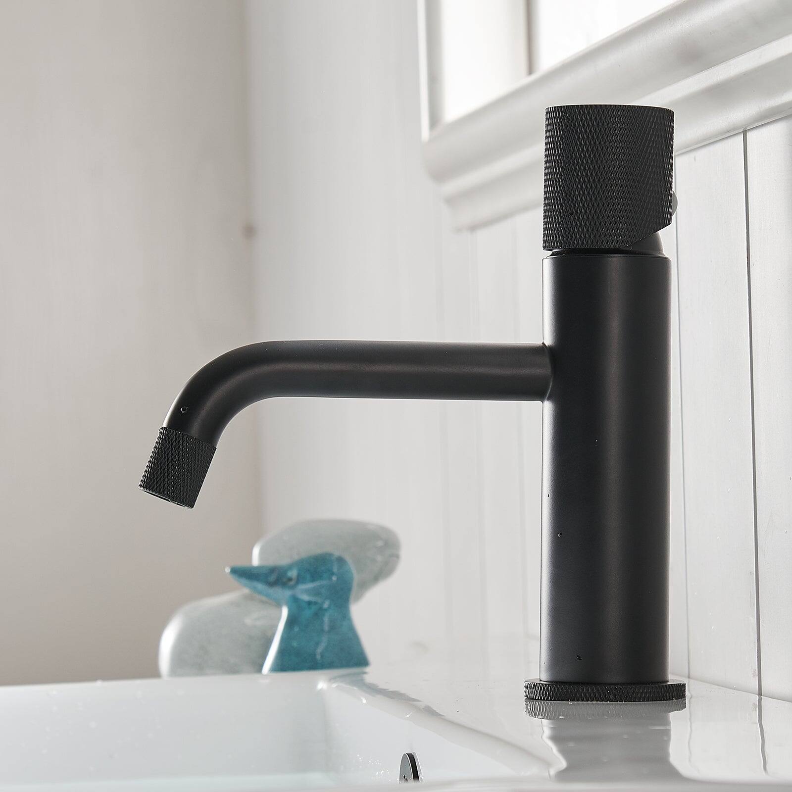Alt View 3. Boyel Living - Single Hole Single Handle Bathroom Faucet Matte Black with Water Supply Lines Durable Modern Vessel Sink Faucet - Matte Black.