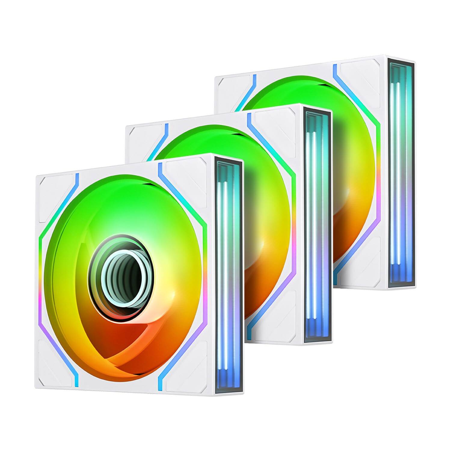 Front. Thermaltake - SWAFAN 140 EX INFINITY ARGB Sync PC Cooling Fan - 3 Pack - White.