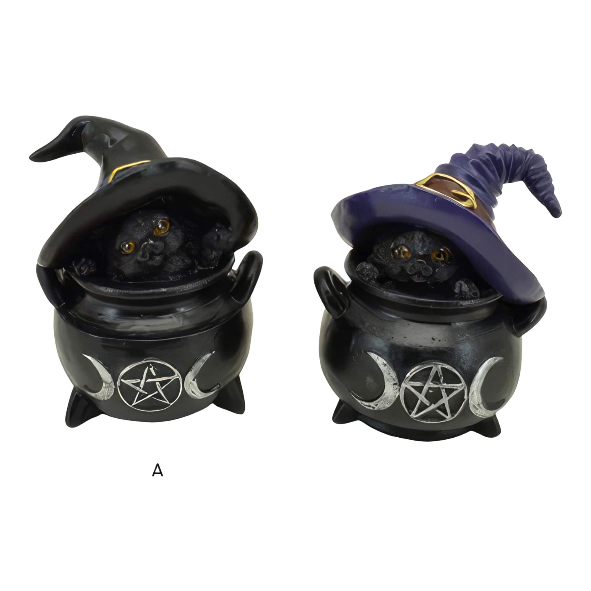 FC Design - 3.5"H 2-PC Cat in Cauldron Figurine Set Office Desk Tabletop Home Decor Gift - Multi-Color