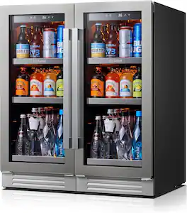 Ca'Lefort - 30 inch Beverage Refrigerator Bundle,200 Cans Beverage Fridge,34-54 ℉,3 Color LED,Built-in Beverage Cooler - Stainless Steel