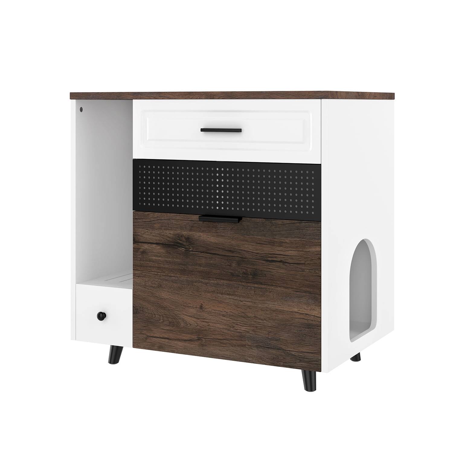 Alt View 6. Pefilos - 31" Hidden Cat Litter Enclosure Furniture with 2 Drawers & Sliding Door for Living Room.